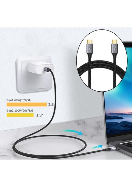 USB C-Usb C Kablo Tipi C3.1 10GB 100W - Siyah (Yurt Dışından)