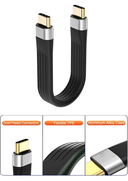 130MM Kısa USB C Kablosu - Siyah (Yurt Dışından)