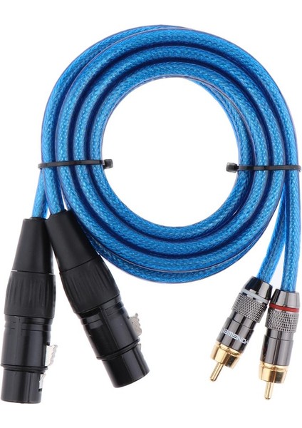 Amplifikatör Mikrofonu Için 2 Xlr Dişi - 2 Rca Erkek Ses Yama Kablosu 150CM