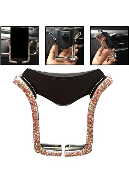 Bling Araba Telefon Tutucu 4.0-6.5 Pink Için Evrensel Ayarlanabilir Otomatik Telefon Tutucu fırsatları