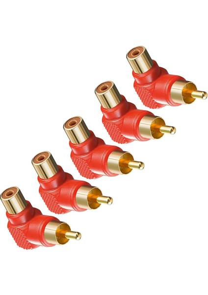 5pcs Dik Açılı Rca Adaptör Erkek - Kadın Fiş Konnektörü - Kırmızı (Yurt Dışından)