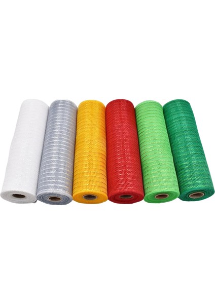 6 Rulo 10 "X10 Yds Örgü Kurdele Folyo Rulo Çelenk Dekorları (Yurt Dışından)