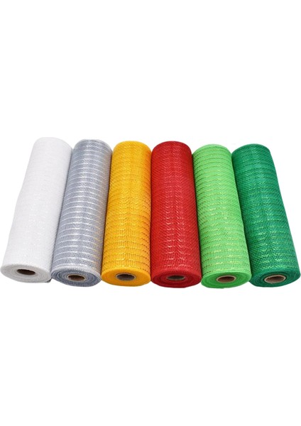 6 Rulo 10 "X10 Yds Örgü Kurdele Folyo Rulo Çelenk Dekorları (Yurt Dışından)