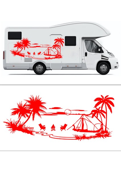 Palmiye Gün Batımı Manzara Karavan Kamp Çadır STICKER-S1739