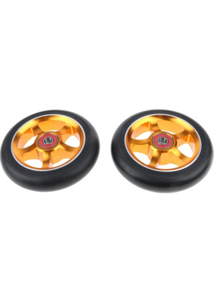 2x Profesyonel 110MM Metal Çekirdek Kaykay Scooter Scooter Wheels Yedek Parça Altın 1 (Yurt Dışından)