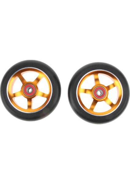 2x Profesyonel 110MM Metal Çekirdek Kaykay Scooter Scooter Wheels Yedek Parça Altın 1 (Yurt Dışından)