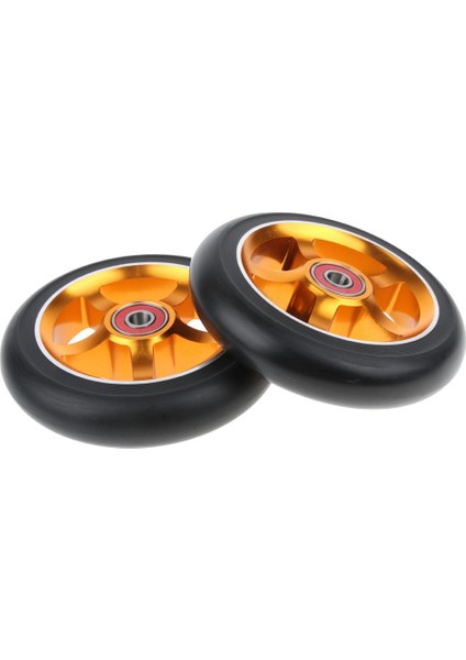 2x Profesyonel 110MM Metal Çekirdek Kaykay Scooter Scooter Wheels Yedek Parça Altın 1 (Yurt Dışından)