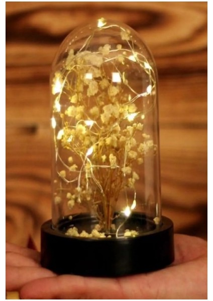 LED Işıklı Mini Sarı Ağaç Fanus Teraryum