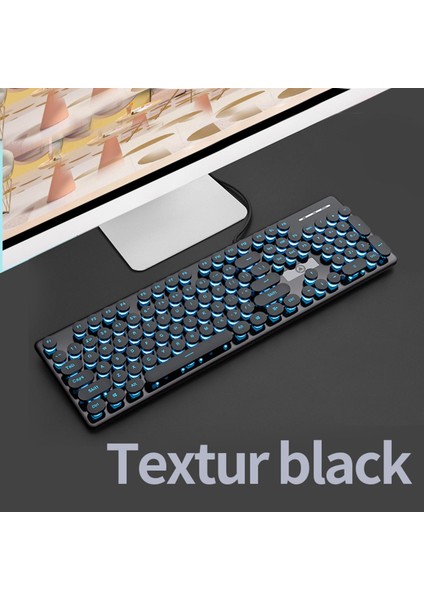 V8 Yuvarlak Keycaps Oyun Kablolu Klavye Fare Profession Pc Masaüstü USB Siyah (Yurt Dışından)