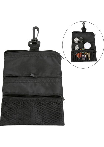 Taşınabilir Golf Topu Taşıma Çantası 3 Cep ile Kancalar Depolama Çantası Golf Ekipmanları Siyah indirimleri