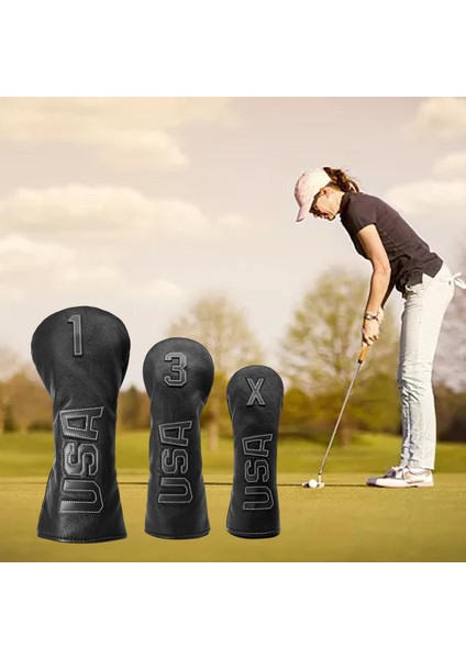 Pu Club Headcover Fairway Woods Sürücü Su Geçirmez Kılıf Golf Baş Kapağı Beyaz fırsatları