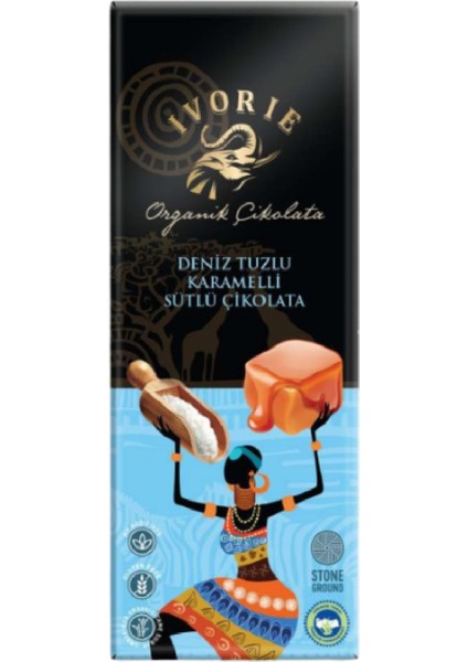 Ivorıe Organik Sütlü Karamel ve Deniz Tuzu Çikolata