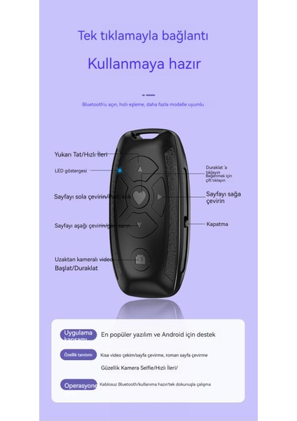 Şarj Edilebilir Çok Fonksiyonlu Bluetooth Uzaktan Kumanda Kısa Video Selfie Nokta Övgü Video Cep Telefonu Evrensel (Yurt Dışından)