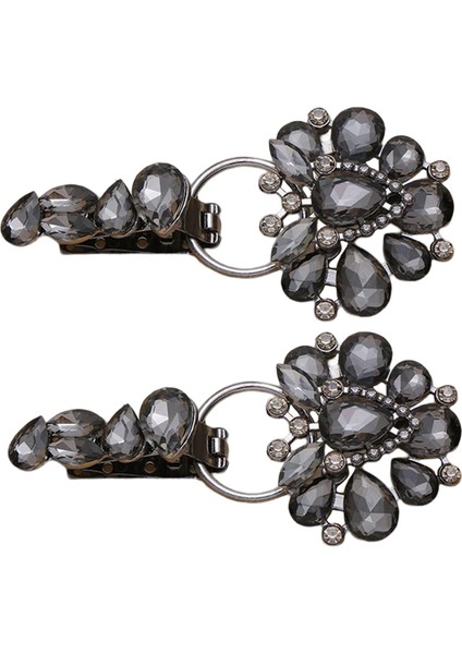 Lüks Metal Rhinestones Duckbill Düğme Giyim Hardıgan Düğmeleri 2 Adet Siyah (Yurt Dışından)