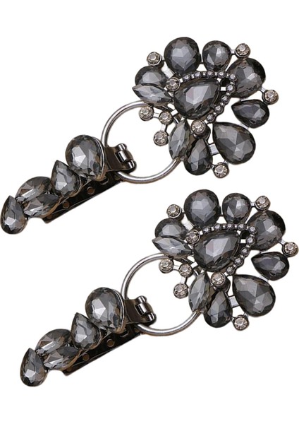 Lüks Metal Rhinestones Duckbill Düğme Giyim Hardıgan Düğmeleri 2 Adet Siyah (Yurt Dışından) modelleri