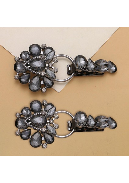 Lüks Metal Rhinestones Duckbill Düğme Giyim Hardıgan Düğmeleri 2 Adet Siyah (Yurt Dışından) indirimleri