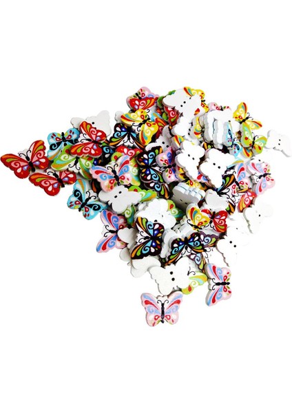 100 Adet Çeşitli Kelebek Şekli Ahşap Düz 2 Delik Düğmesi Dikiş Zanaat Için (Yurt Dışından)