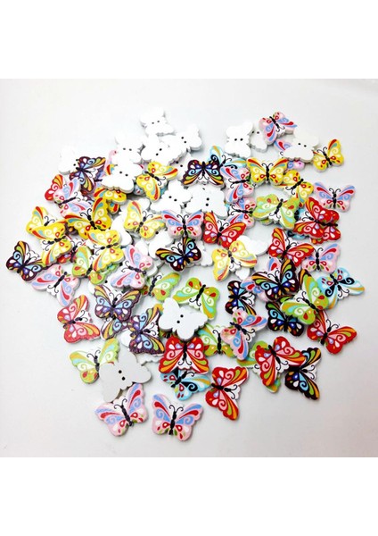 100 Adet Çeşitli Kelebek Şekli Ahşap Düz 2 Delik Düğmesi Dikiş Zanaat Için (Yurt Dışından) modelleri