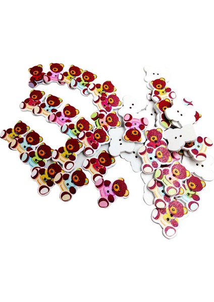 50ADET Çeşitli Renk Ayı Şekli Scrapbooking Dıy Için 2 Delikli Ahşap Düğmeler (Yurt Dışından) fiyatları