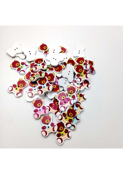 50ADET Çeşitli Renk Ayı Şekli Scrapbooking Dıy Için 2 Delikli Ahşap Düğmeler (Yurt Dışından) modelleri