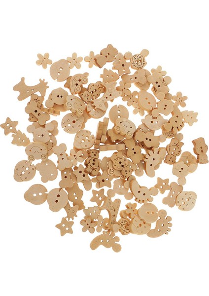 100ADET Karışık Hayvan 2 Delik Diy Dikiş Scrapbooking Için Ahşap Ahşap Düğmeler (Yurt Dışından)