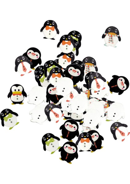 100 Bölüm Penguen 25 mm Dikmek Için Ahşap Düğmeleri Şekillendirir (Yurt Dışından)