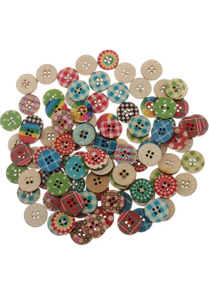 100X Çeşitli Ahşap Yuvarlak Tasarım Düğmeleri Dikiş Scrapbooking 15 mm Için (Yurt Dışından) fiyatları