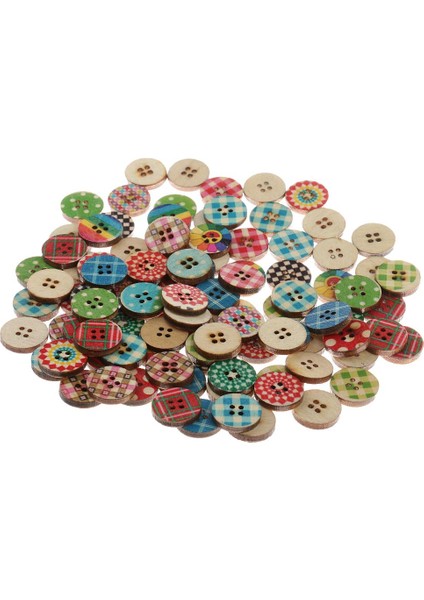 100X Çeşitli Ahşap Yuvarlak Tasarım Düğmeleri Dikiş Scrapbooking 15 mm Için (Yurt Dışından) modelleri