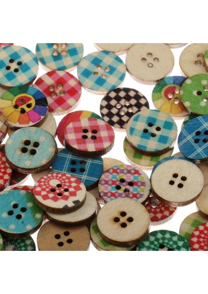 100X Çeşitli Ahşap Yuvarlak Tasarım Düğmeleri Dikiş Scrapbooking 15 mm Için (Yurt Dışından) fırsatları