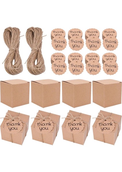Kraft Candy Box Doğum Günü Düğün Çikolata Hediye Kutuları Kare Kare 9x6.5x2.4cm fırsatları