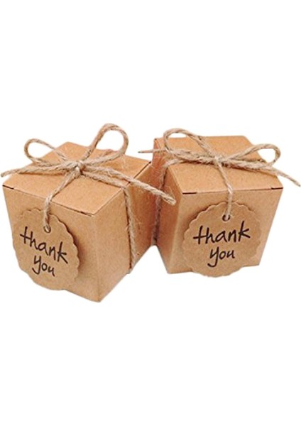 Kraft Candy Box Doğum Günü Düğün Çikolata Hediye Kutuları Kare Kare 9x6.5x2.4cm indirimleri