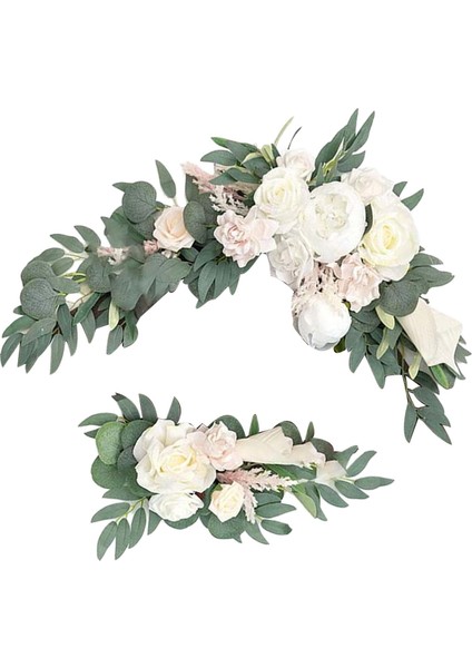 Yapay Çiçek Swag Çiçek Düzenleme Töreni Arbor Dekorasyon Süslemesi 3 Beyaz fırsatları