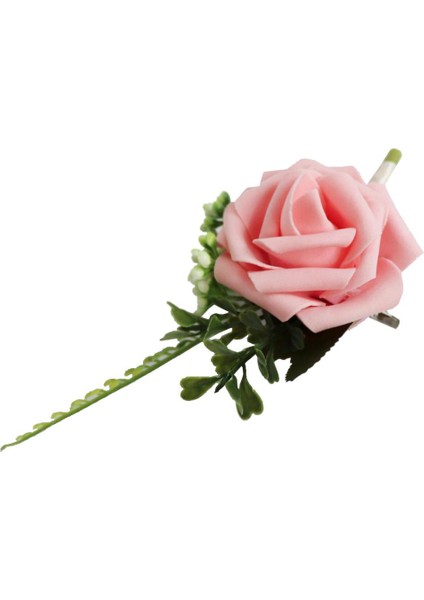1 Adet Gül Çiçek Düğün Broş Korsage Ziyafet Prom Corsage Pink (1)