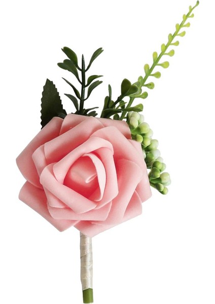 1 Adet Gül Çiçek Düğün Broş Korsage Ziyafet Prom Corsage Pink (1) fiyatları