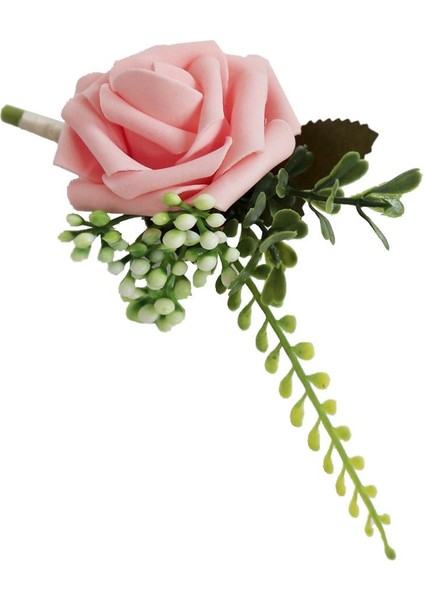 1 Adet Gül Çiçek Düğün Broş Korsage Ziyafet Prom Corsage Pink (1) modelleri