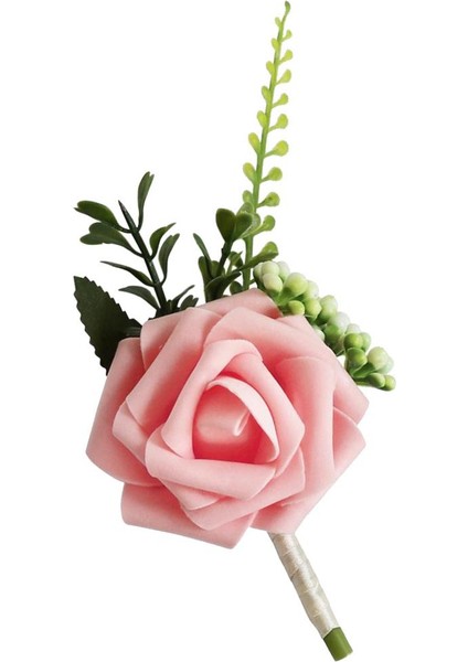 1 Adet Gül Çiçek Düğün Broş Korsage Ziyafet Prom Corsage Pink (1) indirimleri