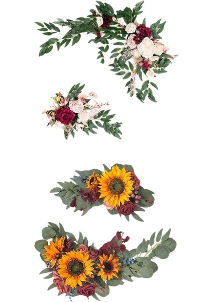 Yapay Çiçek Swag El Yapımı Merkez Çelenk Asılı Ev Dekorasyon Sarı Kırmızı