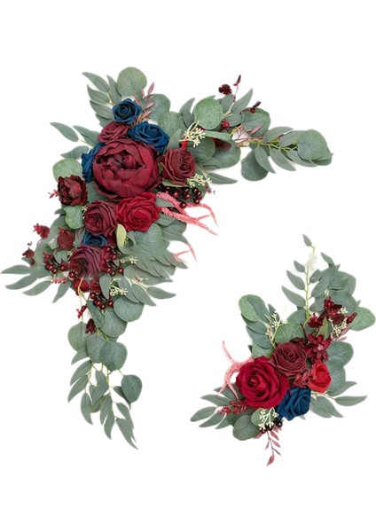 Rustik Yapay Çiçek Swag Masa Resepsiyon Dekorasyonu Için Dekoratif Kırmızı Sarı modelleri