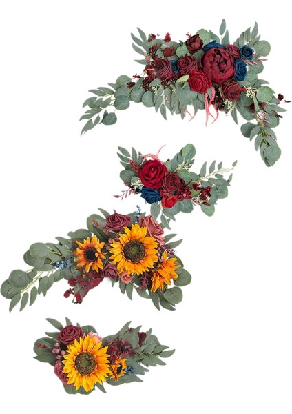 Rustik Yapay Çiçek Swag Masa Resepsiyonu Için Dekoratif Dekorasyon Sarı Kırmızı Kırmızı