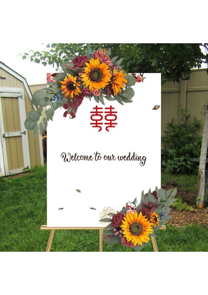 Rustik Yapay Çiçek Swag Masa Resepsiyonu Için Dekoratif Dekorasyon Sarı Kırmızı Kırmızı indirimleri