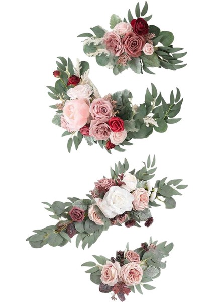 2x Yapay Çiçek Swag Çiçek Swag Düğün Süslemesi Beyaz Pembe Kırmızı