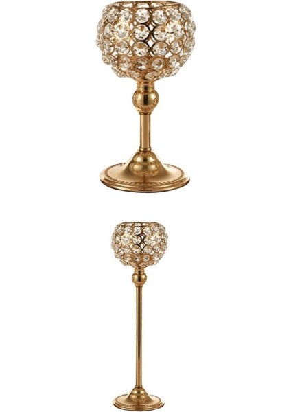 2 Adet Mum Tutucu Şamdan Parlayan Masaüstü Şamdan Dolap Dekor 20 cm 35CM