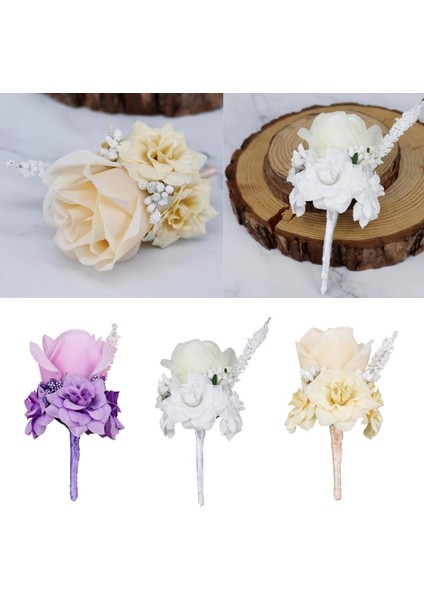 El Yapımı Gül Boutonniere Corsage 2 Adet(Yurt Dışından)