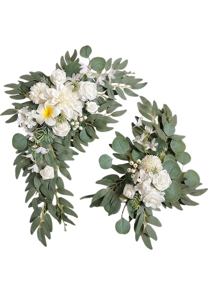 2x Arbor Süsleme Dekorasyon Stili Için Yapay Çiçek Swag Çiçek Düzenleme(Yurt Dışından)