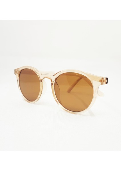 Unisex Yuvarlak Açık Kahverengi Çerçeve Kahve Cam Güneş Gözlüğü 1001 14 53-20-140 fiyatları