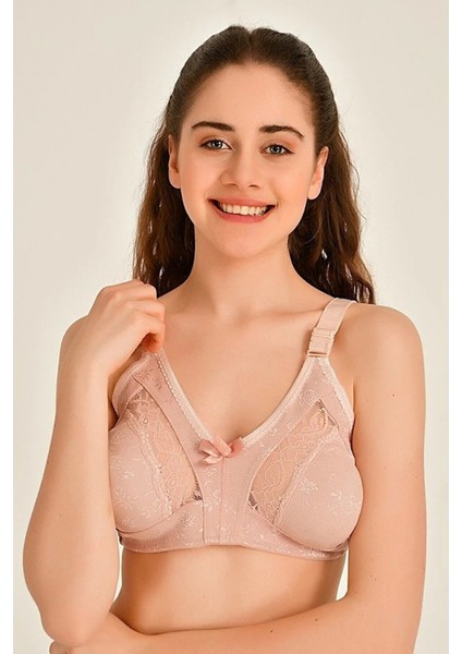 Kadın Dantel Detaylı Büyük Beden D Cup Toparlayıcı Rahat Sütyen