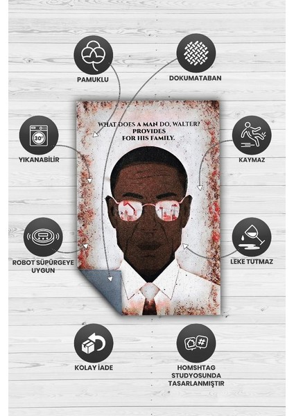 Gustavo Dokuma Tabanlı Yıkanabilir Breaking Bad Halısı