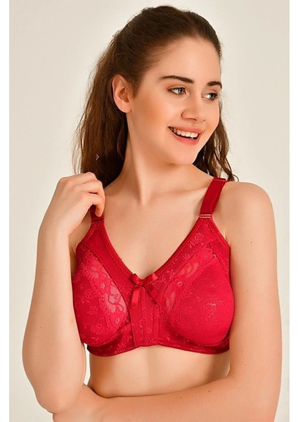 Kadın Dantel Detaylı Büyük Beden D Cup Toparlayıcı Rahat Sütyen