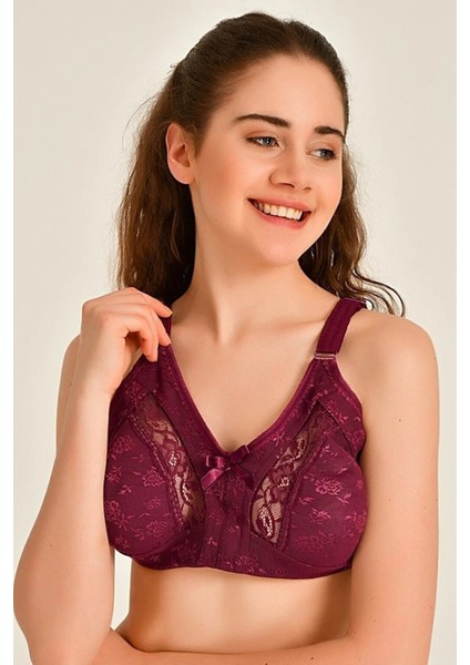 Kadın Dantel Detaylı Büyük Beden D Cup Toparlayıcı Rahat Sütyen