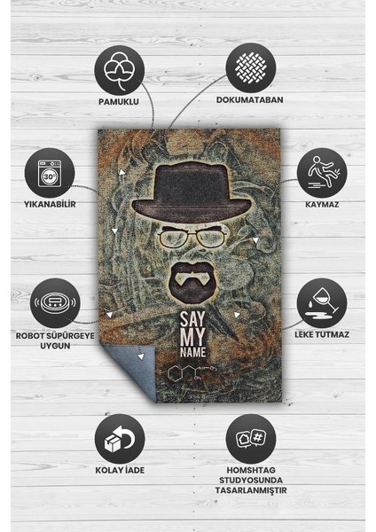 Adımı Söyle Dokuma Tabanlı Yıkanabilir Breaking Bad Halısı